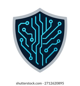 Icono de "Escudo de ciberseguridad": un escudo con un patrón de circuito digital en el interior.