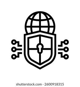cybersecurity shield industry line icon vector. cybersecurity shield industry sign. isolated contour symbol black illustration