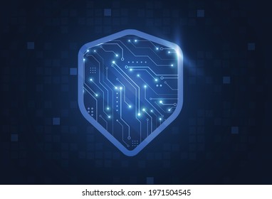 Cybersecurity shield and information or network protection. Online Data technology web services for business project. Vector Illustration