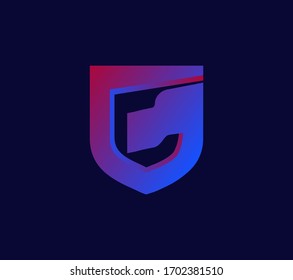 Cybersecurity shield logo. Abstract letter G vector logo.