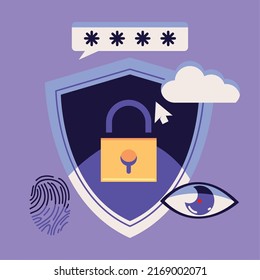 cybersecurity shield protection and padlock