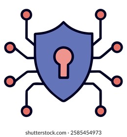 Cybersecurity shield tech gadget illustration