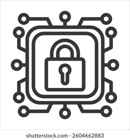 Cybersecurity System Outline Icon Vector Illustration