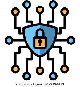 Cybersecurity Technology Lineal Color Icon
