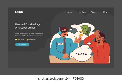 Cybersecurity threat concept. An engaging illustration that captures a deceptive conversation, raising awareness about personal data leaks and cyber crimes. Flat vector illustration.