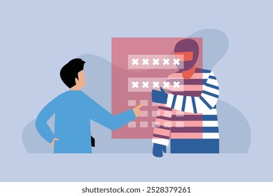 Cybersecurity Threat and Hacker Concept with Data Protection 2d flat vector illustration