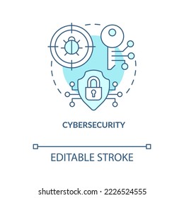 Cybersecurity turquoise concept icon. User protection. Web industry trends abstract idea thin line illustration. Isolated outline drawing. Editable stroke. Arial, Myriad Pro-Bold fonts used