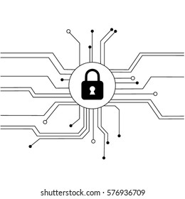 Cybersecurity vector design. Lock symbol illustration.