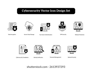 Cybersecurity Vector Icons for Threat Protection and Network Safety