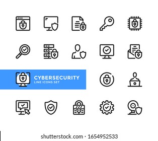Cybersecurity vector line icons. Simple set of outline symbols, graphic design elements.