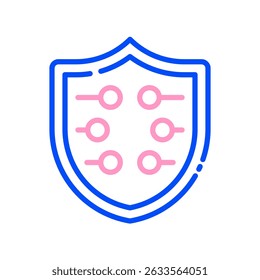 Cybersecurity Vector for Online Protection and Digital Safety. Shield tech icon, secure system illustration, futuristic security design