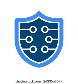 Cybersecurity Vector for Online Protection and Digital Safety. Shield tech icon, secure system illustration, futuristic security design