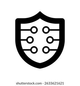 Cybersecurity Vector for Online Protection and Digital Safety. Shield tech icon, secure system illustration, futuristic security design