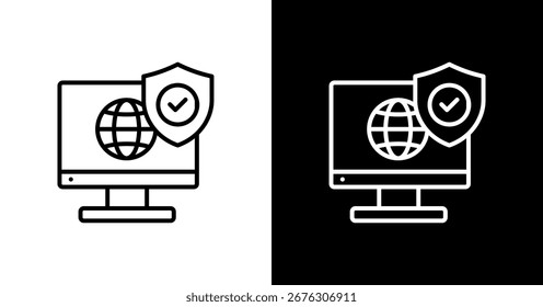 Cybersecurity White Icon Set Design
