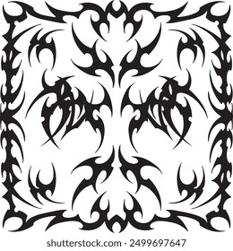 Cybersigilsm frame square design vector gothic tribal background stencil