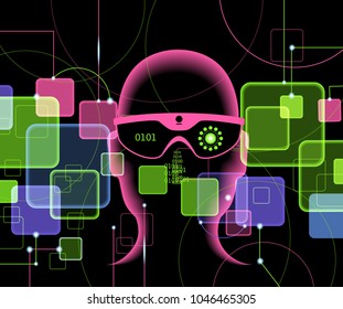 Cyberspace, augmented reality, big data, technology . Virtual reality Concept. The file is saved in the version AI10 EPS. 