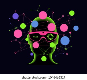 Cyberspace, augmented reality, big data, technology . Virtual reality Concept. The file is saved in the version AI10 EPS. 