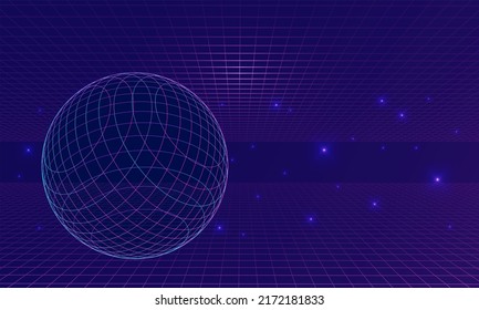 Fondo del ciberespacio con estrellas y planeta. Meta-verso