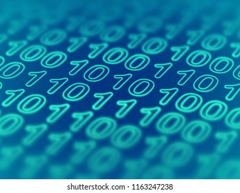 Cyberspace or big data concept. Information technology abstract background. Binary code on computer display. Data protection: secure digital information transfer. EPS 10 vector illustration.
