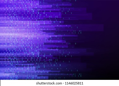 Cyberspace with binary code, matrix background with digits. Binary code digital technology. Data Sorting. From Chaos to System. Artificial intelligence.Big data.Smart system. 