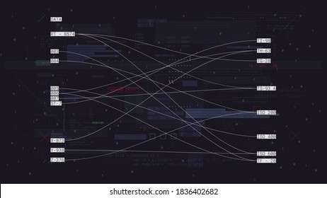 Cyberspace coding and programming virtual communications and data exchange, vector background, abstract matrix space with digits