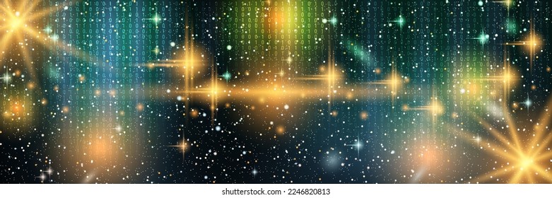 Cyberspace, digital world, futuristic technology, data universe vector concept illustration. Web banner, header design template