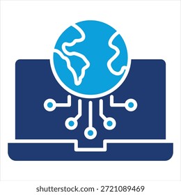 Estilo de icono azul plano del ciberespacio