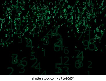 cyberspace with green digital falling lines, binary hanging chain, abstract background