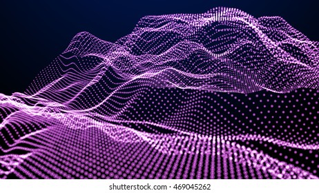 Cyberspace grid. Landscape background. 3d technology vector illustration. 