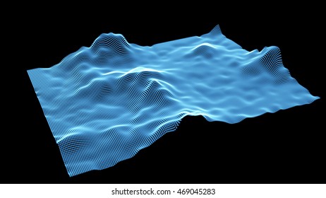 Cyberspace grid. Landscape background. 3d technology vector illustration. 