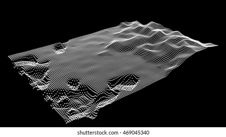 Cyberspace grid. Landscape background. 3d technology vector illustration.