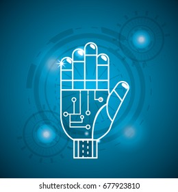 cyberspace hand with circuits system connect