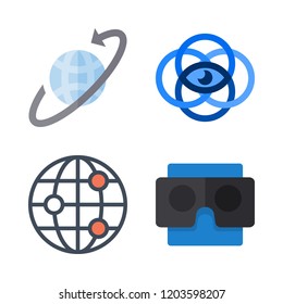 cyberspace icon set. vector set about worldwide, vision and stereoscope icons set.