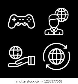 cyberspace icons set with gamepad and worldwide vector set