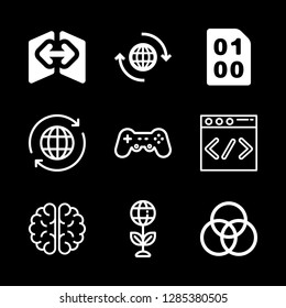 cyberspace icons set with html, exchanging data and gamepad vector set