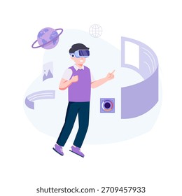 Cyberspace isolated. Virtual reality technology, gaming and education. People collection of scenes in flat design. Vector illustration 