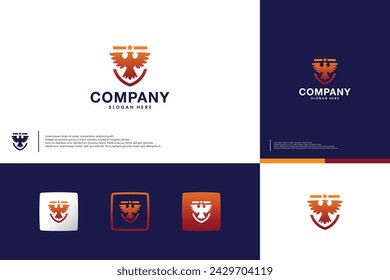 cyberspace logo , eagle shield, protection, logo design inspiration.