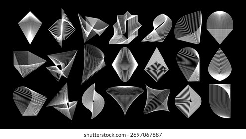 Conjunto de iconos de logotipo abstracto de línea de movimiento del ciberespacio