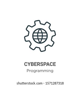 Cyberspace outline vector icon. Thin line black cyberspace icon, flat vector simple element illustration from editable programming concept isolated on white background