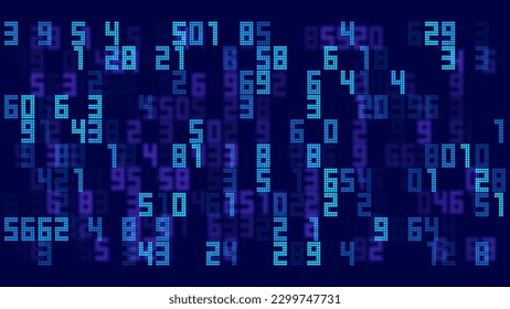 Cyberspace Random Digits Background. Math Numbers Led Matrix. Technology or Science Education Backdrop. Mathematical Led Display Banner. Vector Illustration.