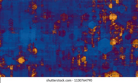 Cyberspace Virtual Communication Background. Virtual Info Transfer Texture. Scientific Futuristic Grunge Pattern. Packaging, Ad Design Background.