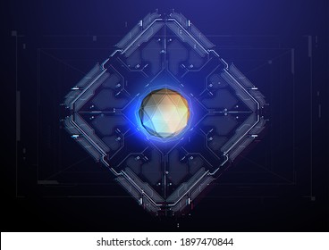 Cyberspace Virtuelle Realität im HUD-Stil. Abstrakte Bildschirme für technische Titel und Hintergrund.