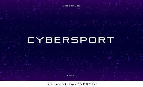 CYBERSPORT abstract purple background with square particles. Purple banner with geometric pattern. Esports concept. Design for gaming and cyber sports events. Vector illustration.