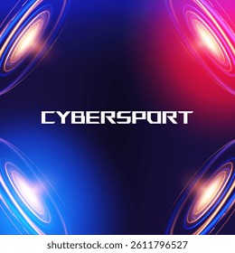 Cybersport banner. Abstract technology design with geometric elements and light effects