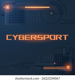 Cybersport banner. Abstract technology design with geometric elements and light effects
