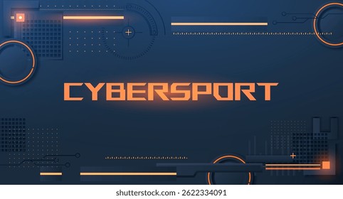 Cybersport banner. Abstract technology design with geometric elements and light effects