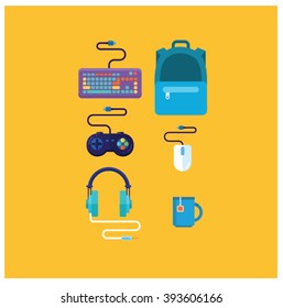 cybersport flat art vector icons 