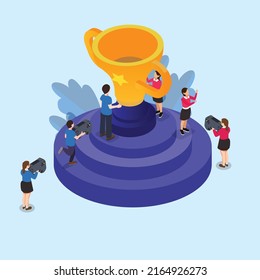 Cybersport team winner isometric 3d vector illustration concept for banner, website, illustration, landing page, flyer, etc.
