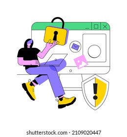 Cyberstalking abstract concept vector illustration. Pursuit of social identity, online false accusations, cyberstalking, internet harassment, cyber crime, realtime stalking abstract metaphor.