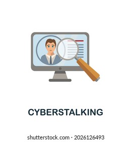 Cyberstalking flat icon. Colored sign from cyberbullying collection. Creative Cyberstalking icon illustration for web design, infographics and more